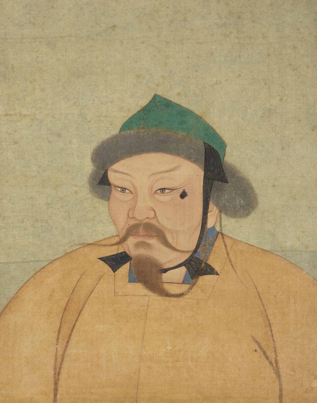 A 14th-century Yuan dynasty album portrait of Ögedei Khan, painted in ink and color on silk, from the National Palace Museum in Taipei