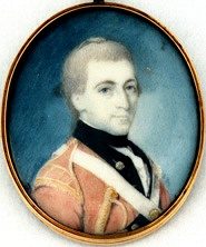 Anonymous contemporary miniature portrait of Patrick Ferguson, painted circa 1774 to 1777