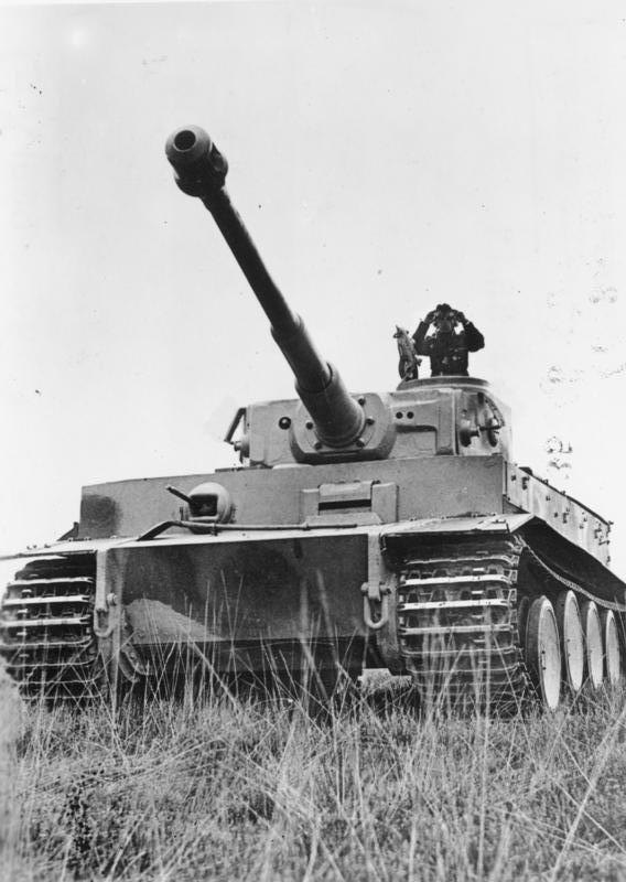 A German Tiger I heavy tank (Panzerkampfwagen VI) photographed during World War II